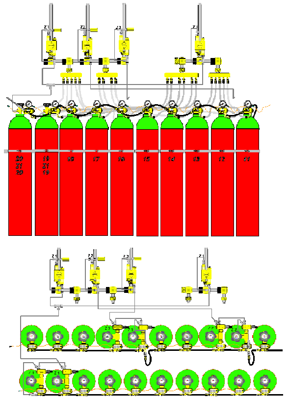 Rys. Instalacja INERGEN® wielostrefowa.